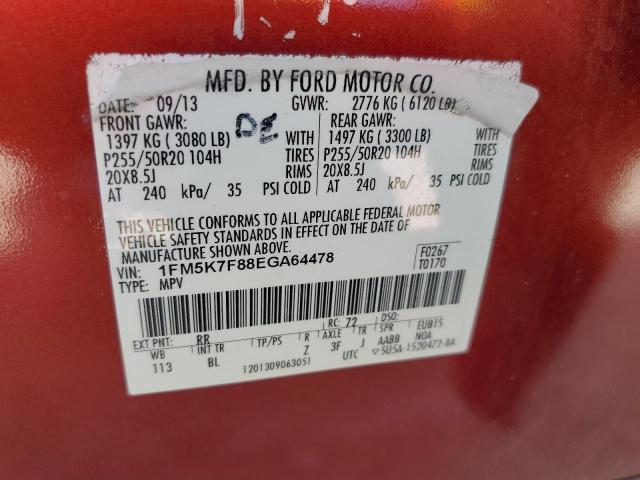 1FM5K7F88EGA64478 Ford Explorer Limited