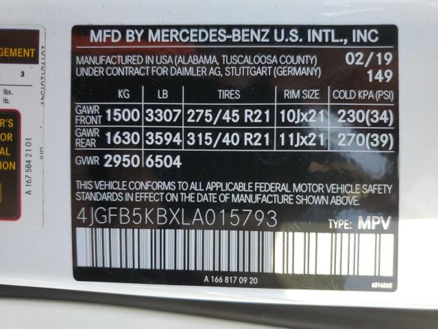 4JGFB5KBXLA015793 2020 MERCEDES-BENZ GLE-CLASS, photo no. 14