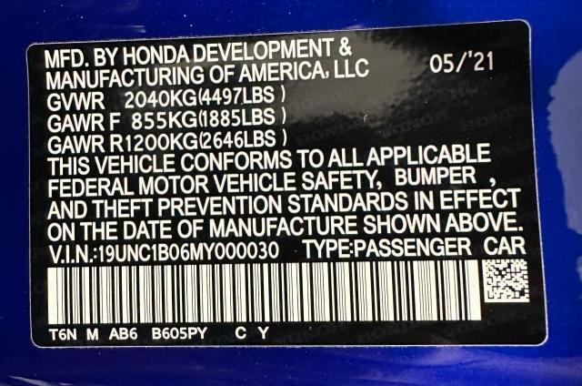 2021 ACURA NSX 19UNC1B06MY000030