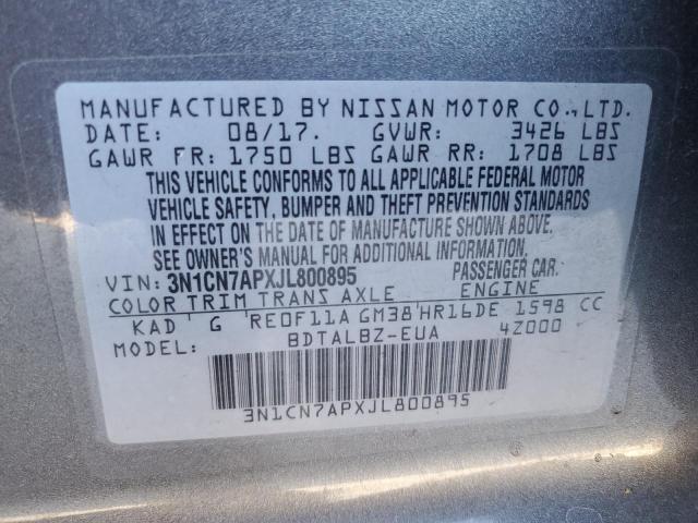 3N1CN7APXJL800895 2018 Nissan Versa S