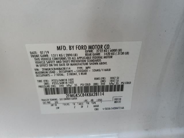 2FMGK5C84KBA28114 Ford FLEX SEL
