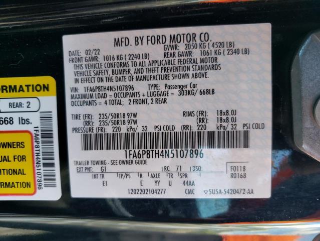 1FA6P8TH4N5107896 | 2022 FORD MUSTANG