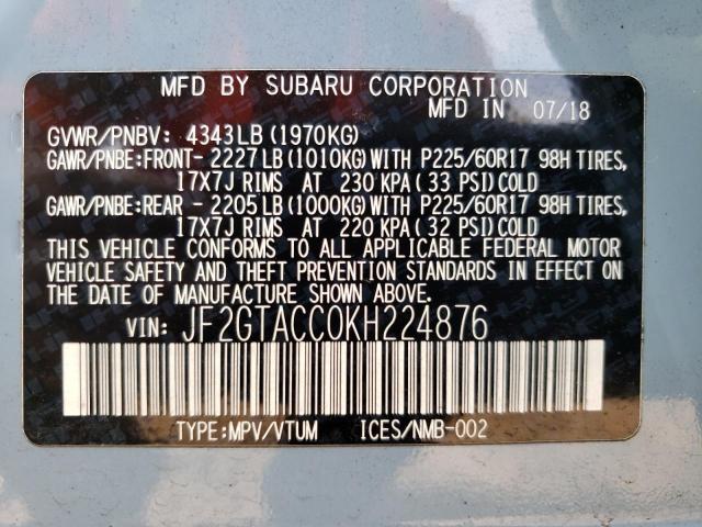 JF2GTACC0KH224876 Subaru Crosstrek  10