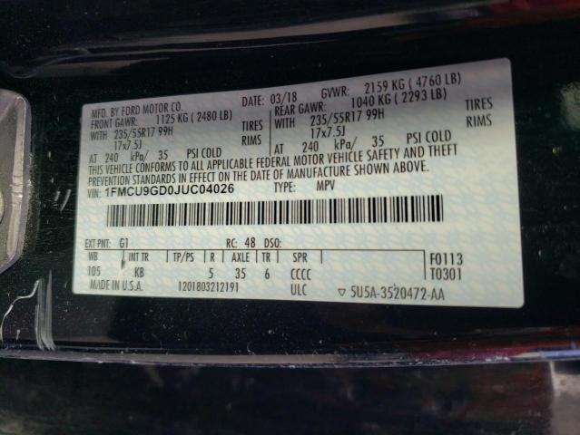 1FMCU9GD0JUC04026 Ford ESCAPE SE