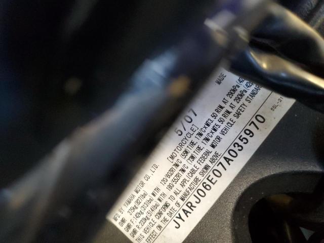 2007 YAMAHA YZFR6 S JYARJ06E07A035970