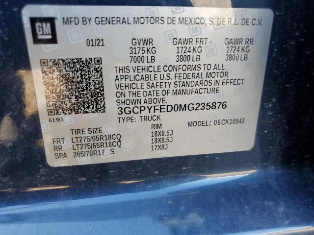 3GCPYFED0MG235876 Chevrolet All Models SILVERADO 12