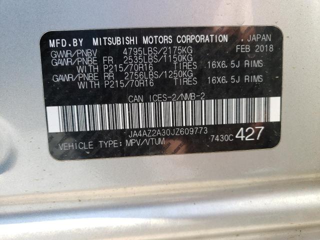 2018 MITSUBISHI OUTLANDER - JA4AZ2A30JZ609773