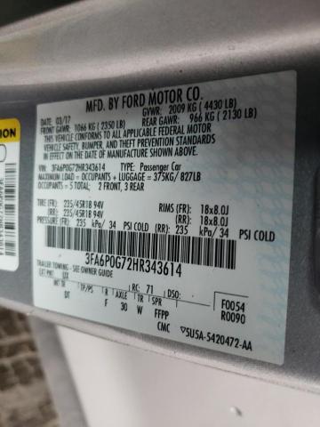 3FA6P0G72HR343614 Ford FUSION S