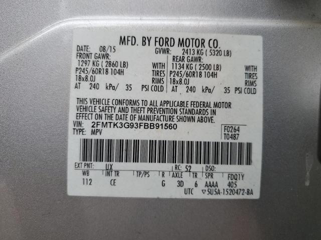 2FMTK3G93FBB91560 | 2015 FORD EDGE SE