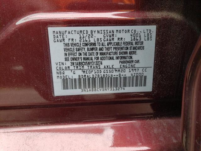 3N1AB8CV5NY313274 | 2022 NISSAN SENTRA SV