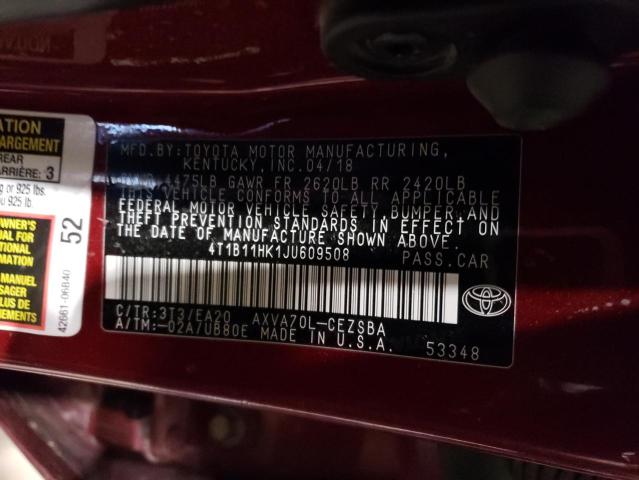 2018 TOYOTA CAMRY L - 4T1B11HK1JU609508