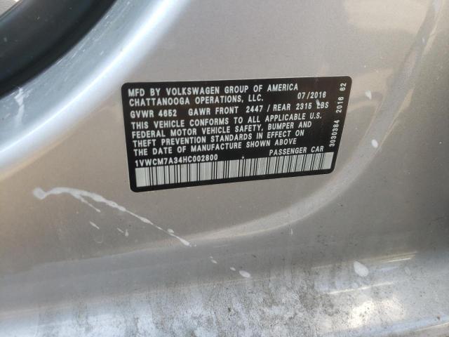 2017 VOLKSWAGEN PASSAT SEL - 1VWCM7A34HC002800