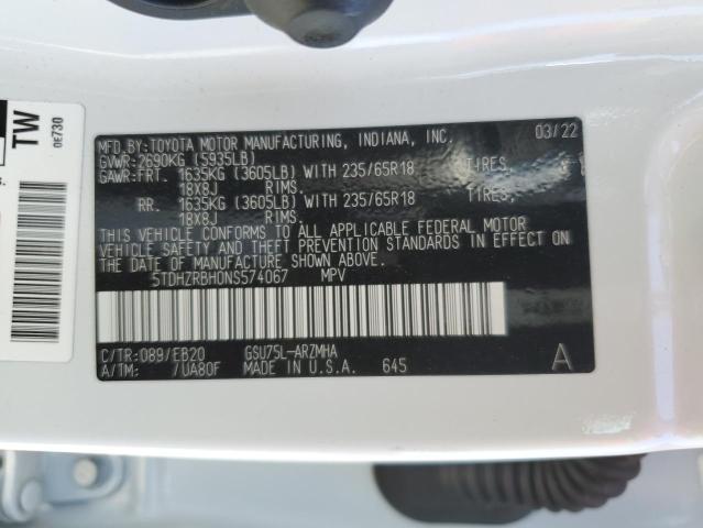 VIN 5TDHZRBH0NS574067 2022 Toyota Highlander, Xle no.13