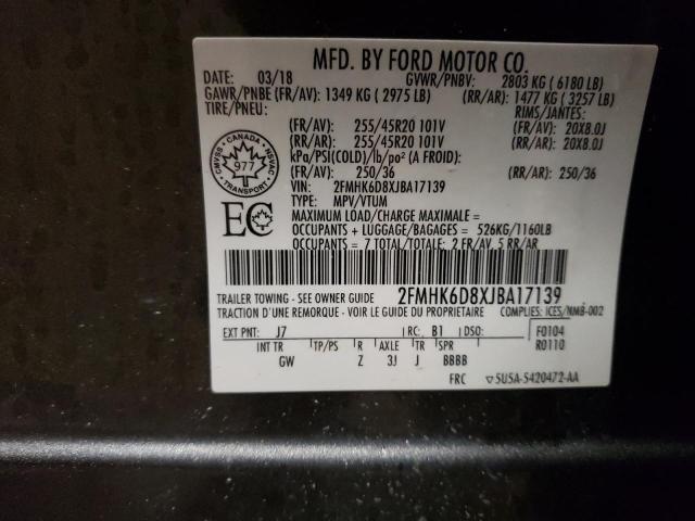 2FMHK6D8XJBA17139 | 2018 FORD FLEX LIMIT