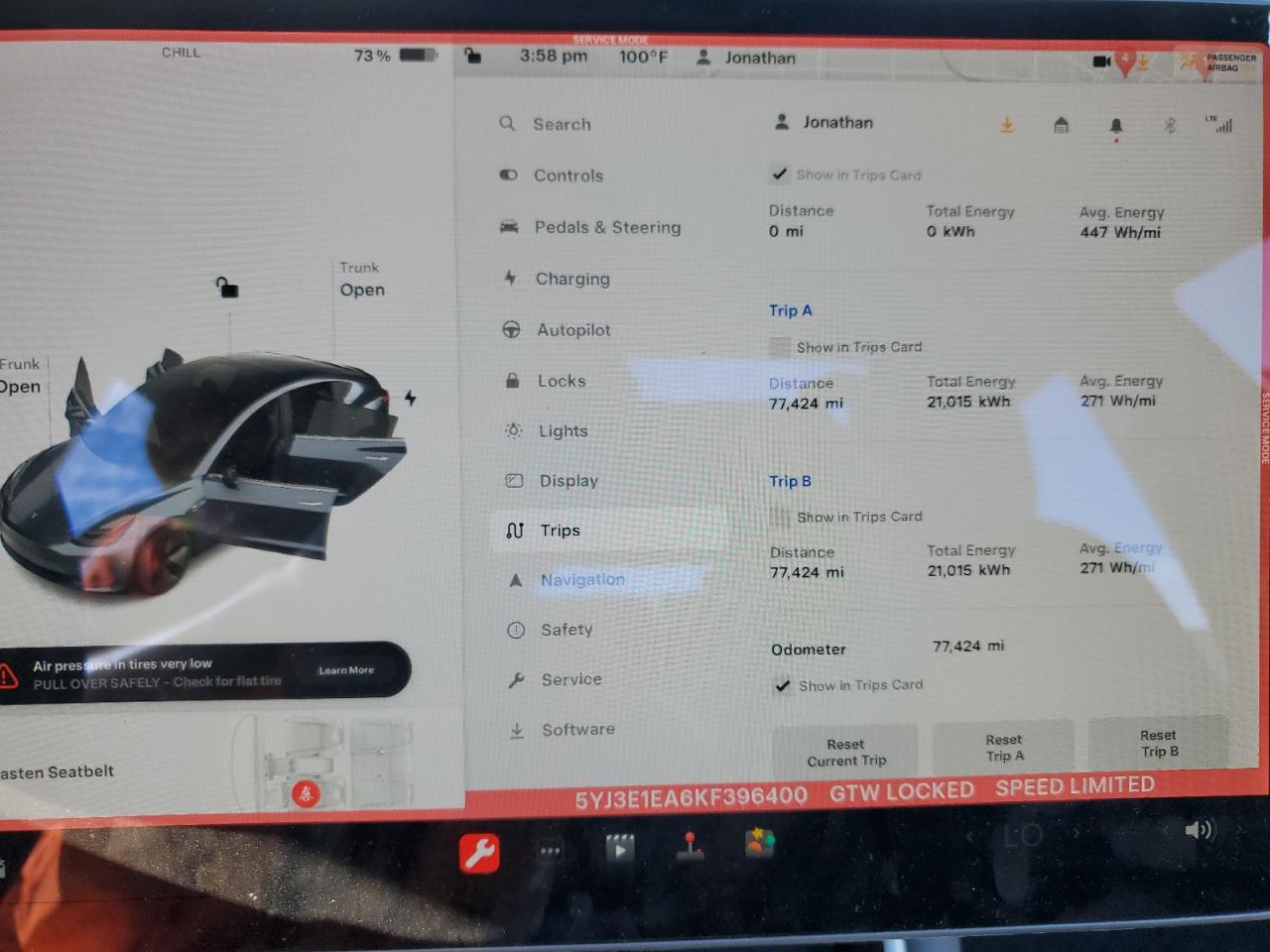 2019 Tesla Model 3 vin: 5YJ3E1EA6KF396400