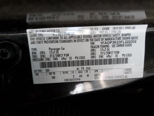 1FADP3K23FL222302 Ford FOCUS SE