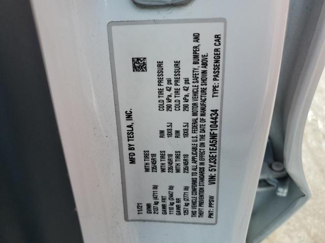 5YJ3E1EA5NF104434 Tesla MODEL 3
