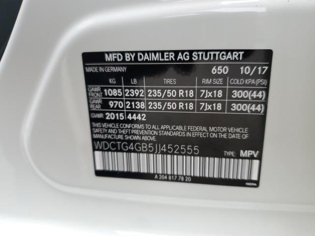 WDCTG4GB5JJ452555 Mercedes-Benz Gla 250 4matic