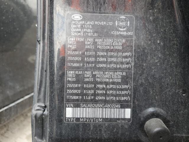 2016 LAND ROVER LR4 SALAB2V68GA802249