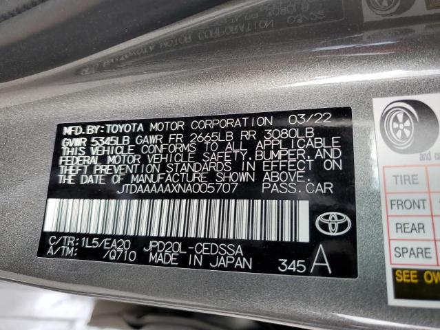 2022 TOYOTA MIRAI LE JTDAAAAAXNA005707