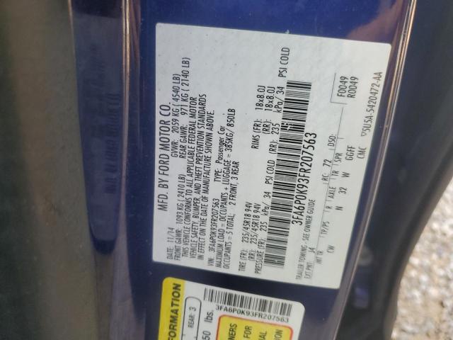 3FA6P0K93FR207563 Ford Fusion Titanium