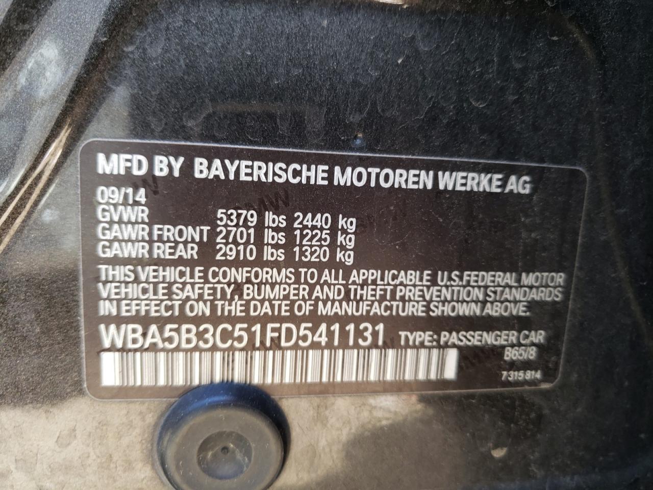 WBA5B3C51FD541131 2015 BMW 535 Xi