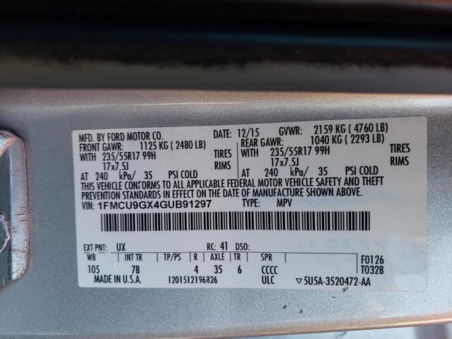 1FMCU9GX4GUB91297 Ford ESCAPE SE