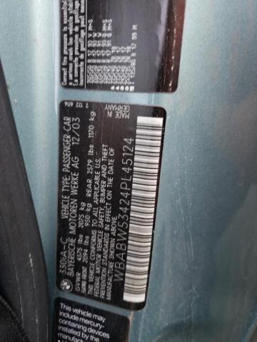 2004 BMW 330 Ci VIN: WBABW53424PL45124 Lot: 66898763