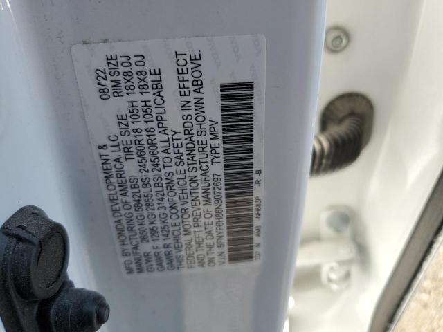 2022 HONDA PILOT TRAI 5FNYF6H86NB072697