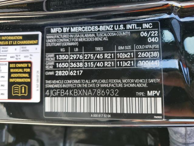 4JGFB4KBXNA786932 2022 MERCEDES-BENZ GLE-CLASS, photo no. 14