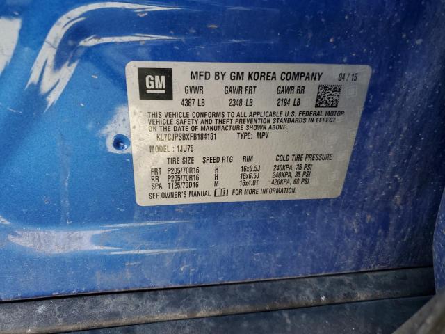 2015 CHEVROLET TRAX 1LS - KL7CJPSBXFB184181