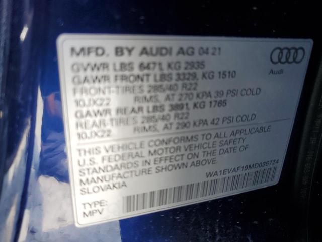2021 AUDI Q8 WA1EVAF19MD035724