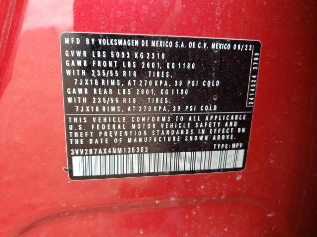 2022 VOLKSWAGEN TIGUAN SE - 3VV2B7AX4NM135303