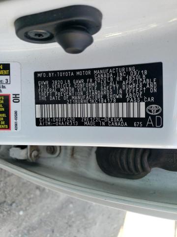 2019 TOYOTA COROLLA L - 2T1BURHE1KC184178