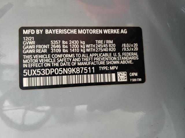 5UX53DP05N9K87511 2022 BMW X3, photo no. 13