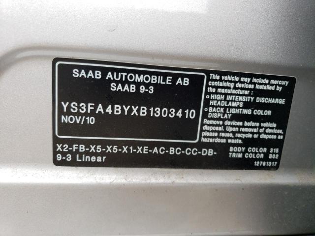 2011 Saab 9-3 2.0T VIN: YS3FA4BYXB1303410 Lot: 67811423