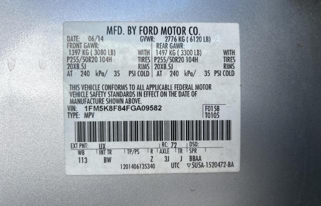 1FM5K8F84FGA09582 Ford Explorer Limited