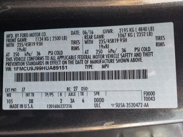 1FMCU9J99HUA89151 | 2017 Ford escape titanium