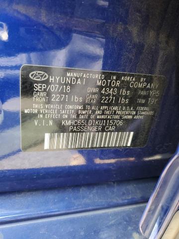 2019 HYUNDAI IONIQ - KMHC65LD1KU115706