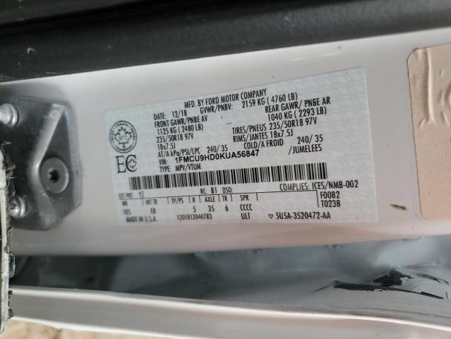 1FMCU9HD0KUA56847 Ford ESCAPE SEL
