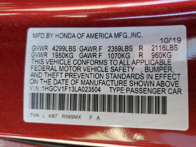 1HGCV1F13LA023504 | 2020 HONDA ACCORD LX