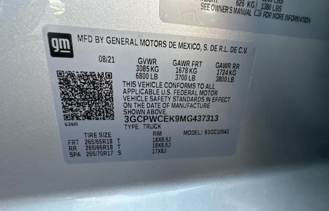 3GCPWCEK9MG437313 Chevrolet All Models SILVERADO 10