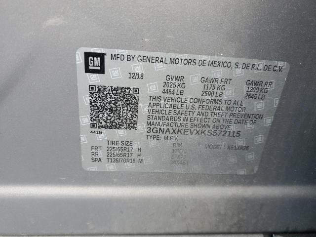 3GNAXKEVXKS572115 Chevrolet EQUINOX LT