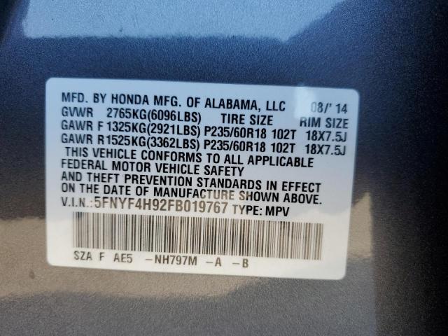 5FNYF4H92FB019767 Honda Pilot Touring
