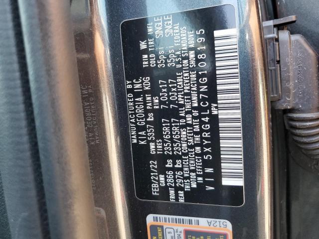 VIN: 5XYRG4LC7NG108195 Auction: COPART Lot: 68274043 Location: RENTAL VEHICLE SALE 5XYRG4LC7NG108195 KIA SORENTO 2022 GRAY Photo 13