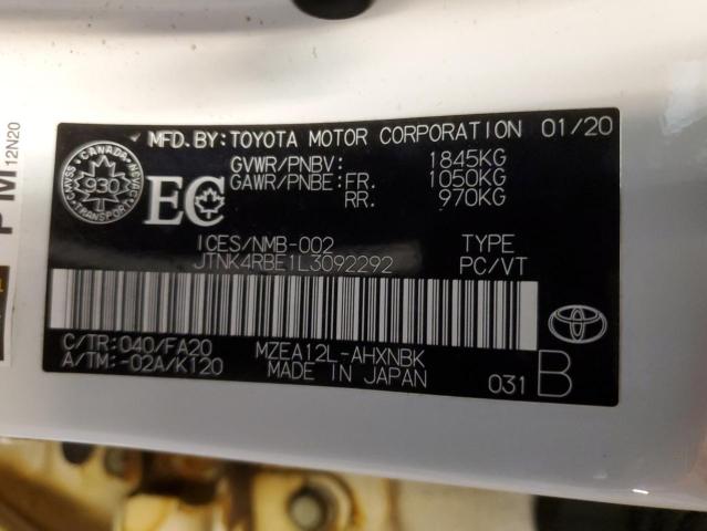 JTNK4RBE1L3092292 | 2020 TOYOTA COROLLA SE