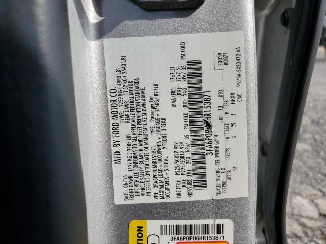 3FA6P0PU6HR153871 Ford Fusion Se Phev