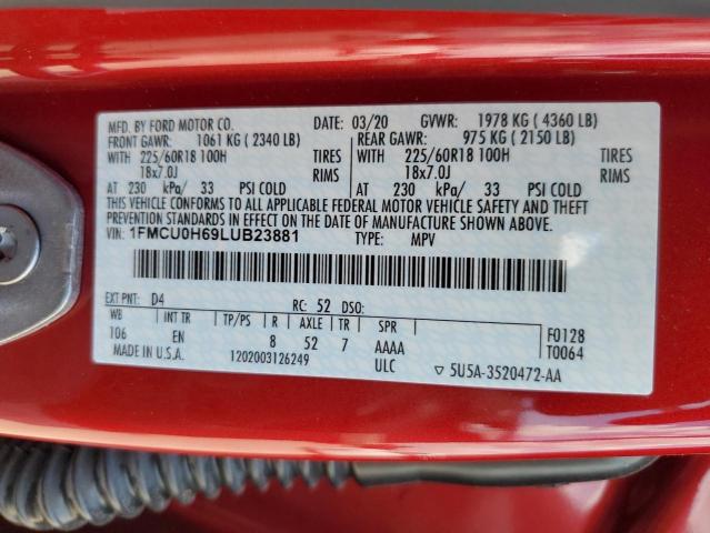 2020 FORD ESCAPE SEL - 1FMCU0H69LUB23881