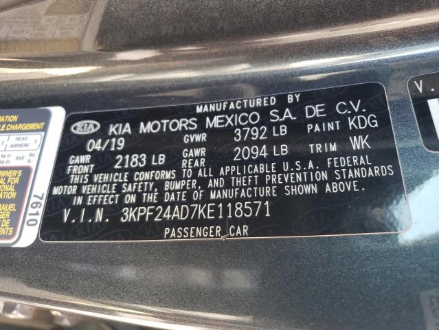 3KPF24AD7KE118571 KIA FORTE FE