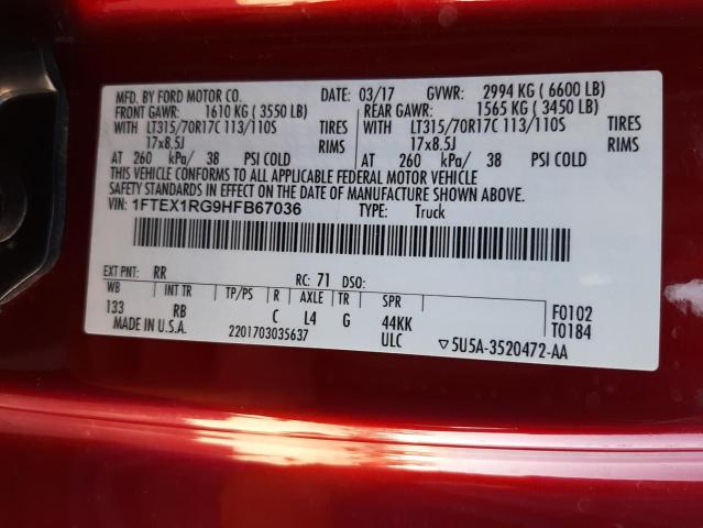 1FTEX1RG9HFB67036 Ford F150 Raptor